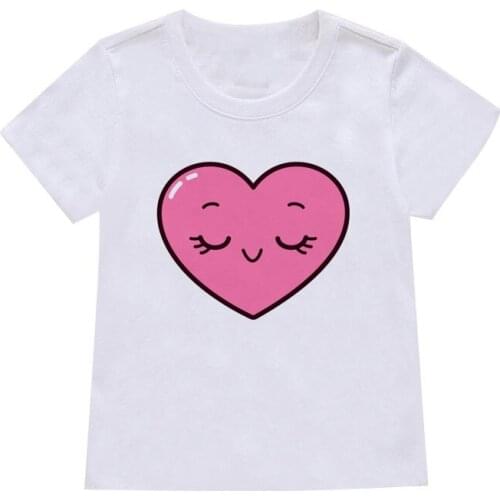 New children T shirt cute cartoon heart picture print Tshirt girl T shirt summer leisure new short sleeve T shirt childrens top