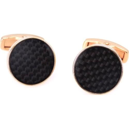 2019 new fashion mens French shirt Cufflinks High-grade rose gold carbon fiber Cufflinks
