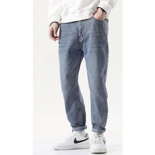 2021 New Mens Jeans Slim Straight Stretch Male Denim Pants Streetwear Blue Black Casual Denim Trousers Fashion Mens Jeans