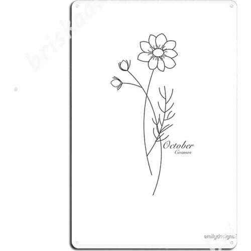 October Birthday Flower- Cosmos Metal Signs pub Customize Kitchen Plaques Tin sign Posters