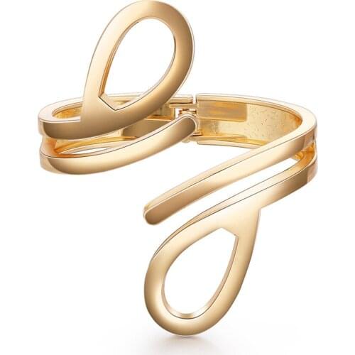 ORNAPEADIA Hot Sale Wholesale Jewelry Bracelet Minimalist Wind Bracelet Symmetrical Water Drop Hollow Glossy Gold Plated Opening