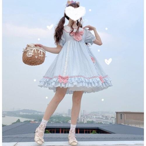 Original Genuine Summer Sweetheart Lolita Daily Dress Full Set Sailor Collar Dress kawaii clothing fairy kei lolita dress
