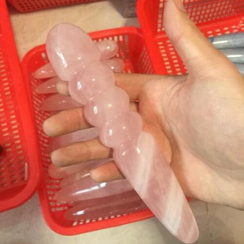 100% Natural Rose Quartz Crystal Wand Handmade Carved Healing Crystal Gemstone Yoni Wand As Gift For Women