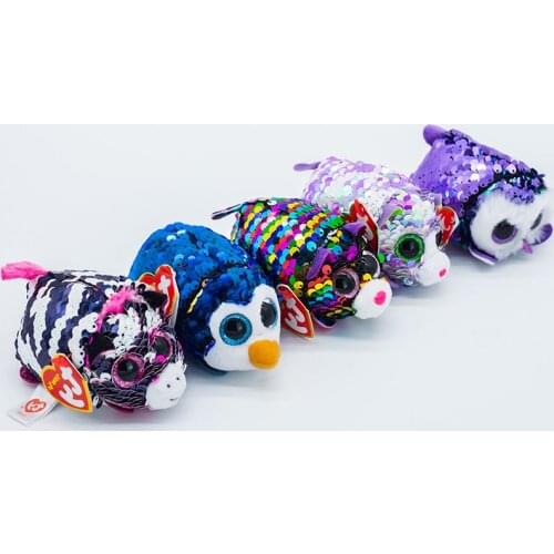 Ty big eyes plush doll mobile phone wipe Sequined owl penguin zebra leopard collection boy girl birthday Christmas gift