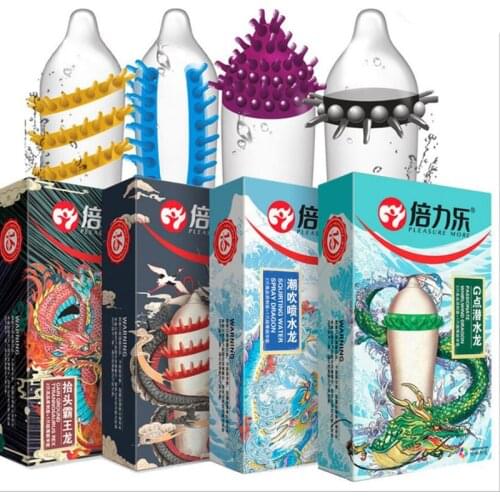 1 box Adult Sex Products Extra Sensitive Penis Sleeve Female G-spot Vaginal Prickly Condoms Ribbed Dotted Spike Condom