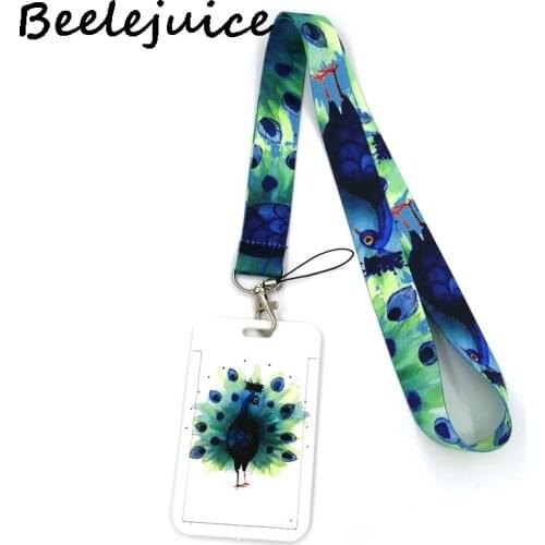 Peafowl Feathers Neck Strap Lanyard for keys lanyard card ID Holder Jewelry Decorations Key Chain for Accessories Gifts