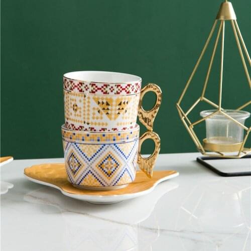 Luxury Angel Wings Coffee Cup and Saucer Set with Feather European Style Tea Cup Reusable Espresso Cups Gift 200ml