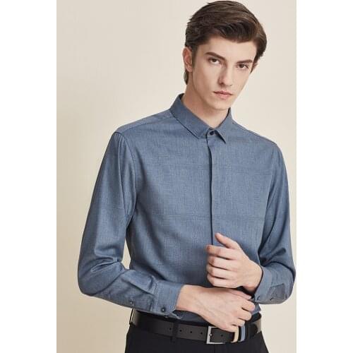 Shirt Mens Plaid Jacquard Long-Sleeved Casual Versatile Business Handsome Autumn New Fashion Shirt Mens Fashion