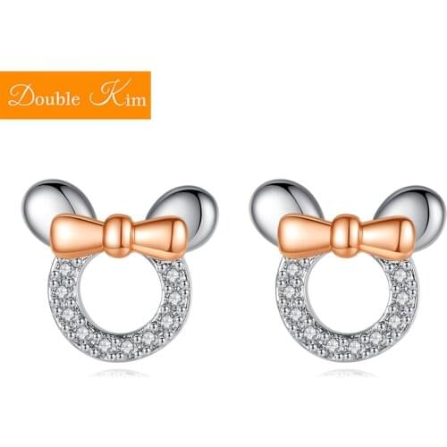 Cartoon Mouse Bow-knot Earrings Zinc Copper Material Inlaid Zircon EarringsFashion Trendy Women Jewelry Gift
