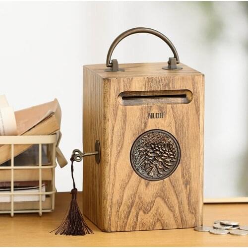 Nordic Adults Piggy Bank Money Box Wooden Gift Large Piggy Bank Creativity Home Decor Spaarpot Decorative Boxes BK50QX