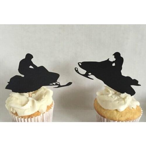 Snowmobile Silhouette cupcake toppers Bachelorette Hem night Party Supplies wedding birthday baby shower party toothpicks