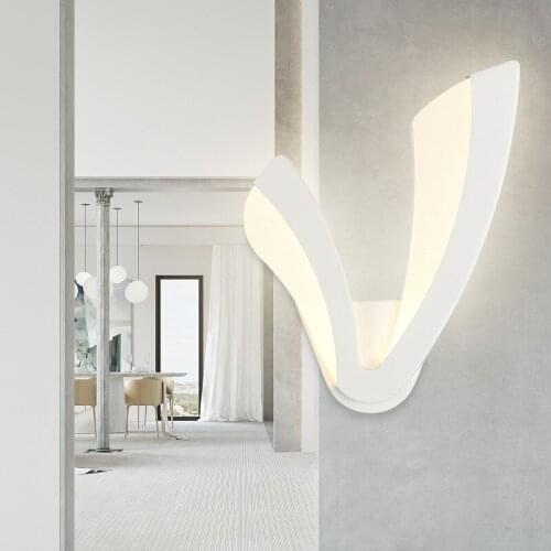 Modern Simplicity White V-Shaped Background LED Wall Light Acrylic Hardware Light Body Bedroom Lights Left And Right Palm Walls