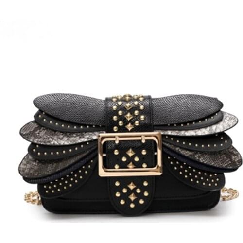 Fashion Rivet Chain Shoulder Bag Panelled Dragonfly Shape Crossbody Bag satchels purses and handbags luxury designer