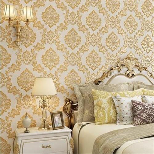 Beibehang Embossed damask wallpaper high-grade environmentally friendly non-woven wallpaper home improvement living room wall