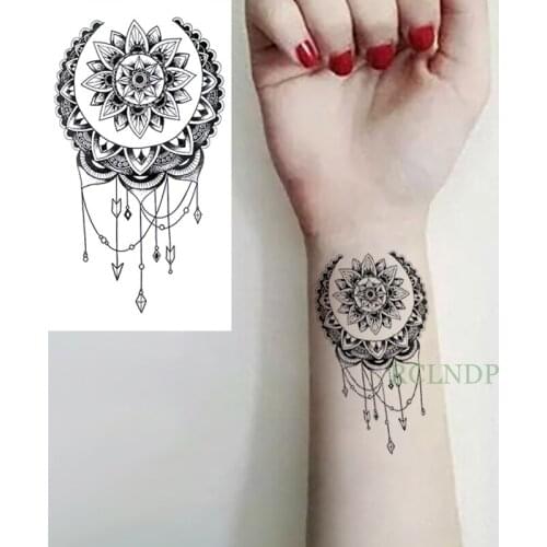 Waterproof Temporary Tattoo Stickers Lotus Totem Dreamcatcher fake Tatto Flash Tatoo Tatouage Hand Back Foot for Girl Women Men