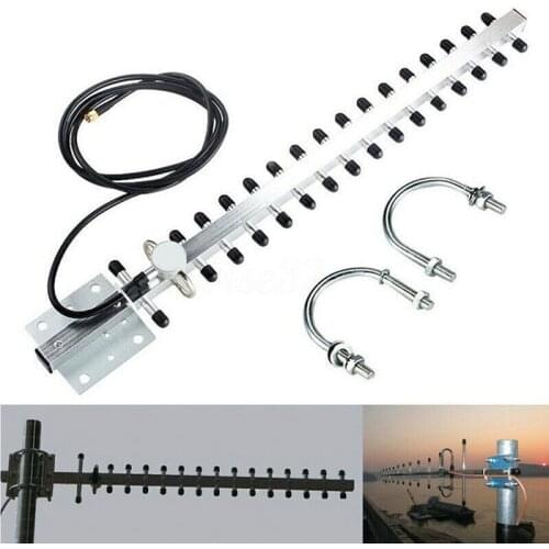 2.4Ghz WiFi Antenna 25dBi RP SMA Outdoor Wireless Yagi Antenna Directional Booster Amplifier Modem Cable