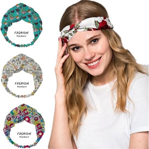 2021 Women Girls four seasons Hair Bands Cartoons Print Headbands Turban Bandage Bandanas HairBands Hair Accessories Headwrap