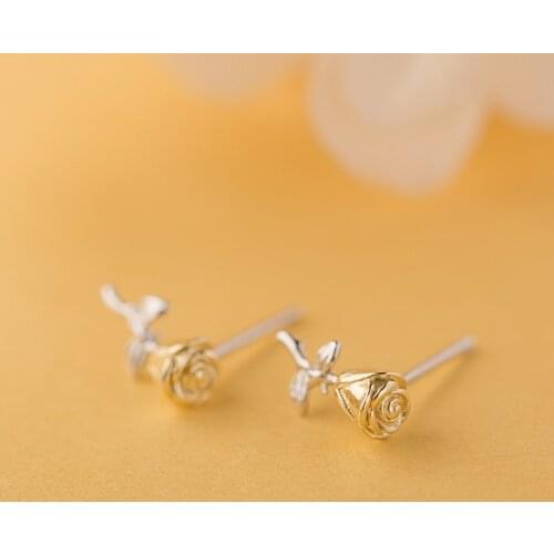 Rose Flower Stud Earrings For Women Simple Korean Fashion New Romantic Creative Vintage Girlfriends Jewelry Accessories BOYULIGE