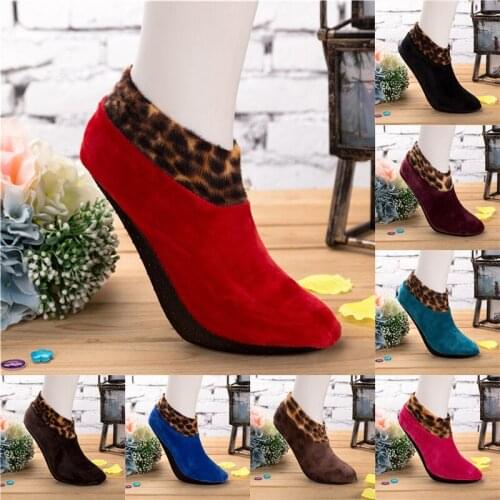 Winter Yoga Floor Socks Leopard Parchwork Female Warm Non Slip Socks Thermal Yoga Fitness Indoor Sock High Quality Supplies