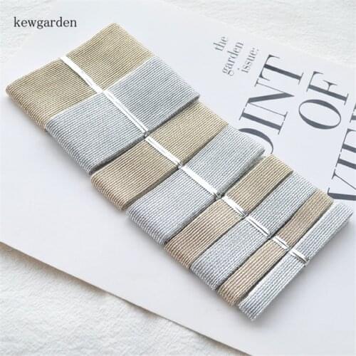 Kewgarden 1.5" 1" 5/8" 3/8" Gold Sliver Mesh Ribbons DIY Hair Bow Earrings Accessories Satin Ribbon Handmade Tape Wedding 6Meter