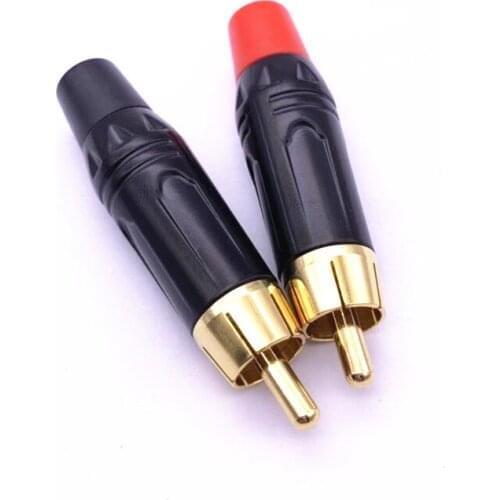 12Pcs/lot Good Quality welding copper Gold Plated RCA Connector RCA Male plug adapter for Audio Vidiod Wire Connector plug