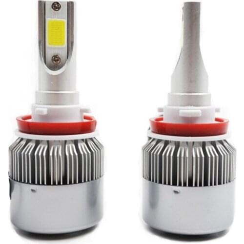 H11 LED Headlight 3800 LM 6000K IP68 Waterproof Car Auto LED Headlight with 2 COB Lamps H8 LED Bulb DC 9-36V 2pcs