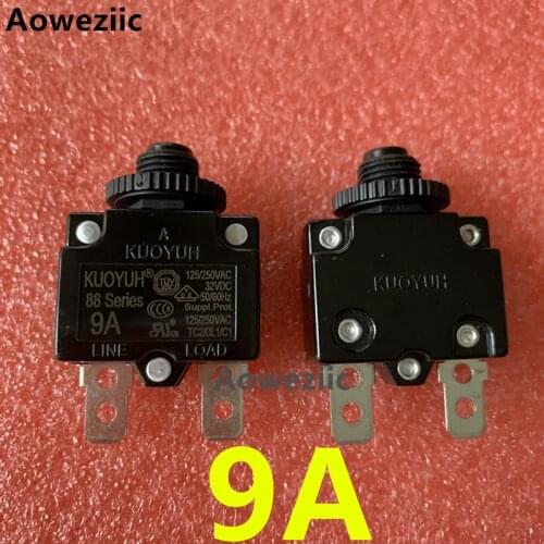 2Pcs Taiwan KUOYUH 88 Series 9A breaker Manual reset current overload protector leakage switch Mini Miniature Overload Protector