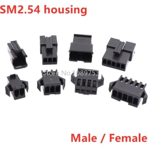 20PCS SM2.54 Housing Plug connector 2/3/4/5/ 6Pin pitch 2.54MM male and female shell SM-2P SM-2R JST SM