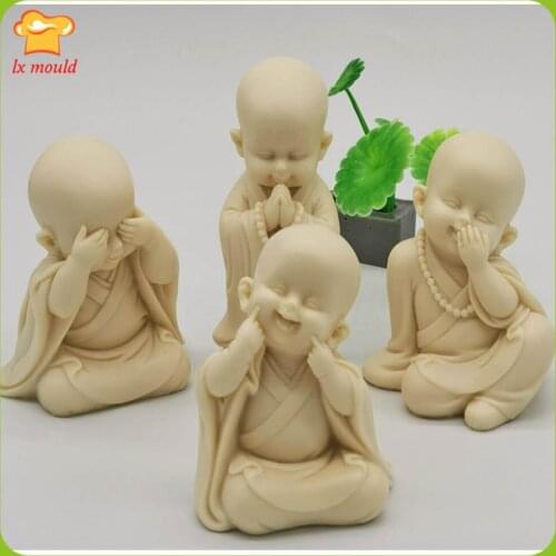 3D Baby Buddha Silicone Mold Candle Soap Resin Easily Release Homemade-Little Monk