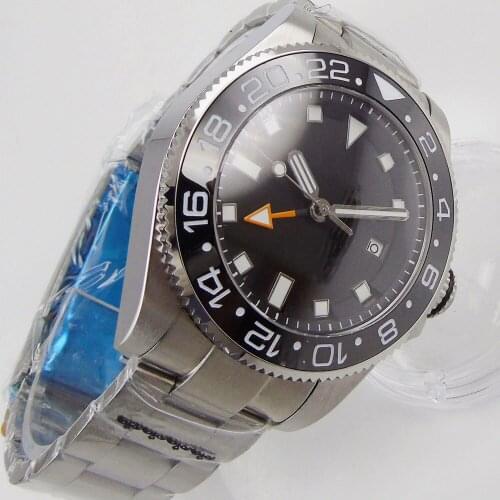 43mm Sterile Black dial Sapphire glass GMT Luminous date ceramic bezel automatic mens watch