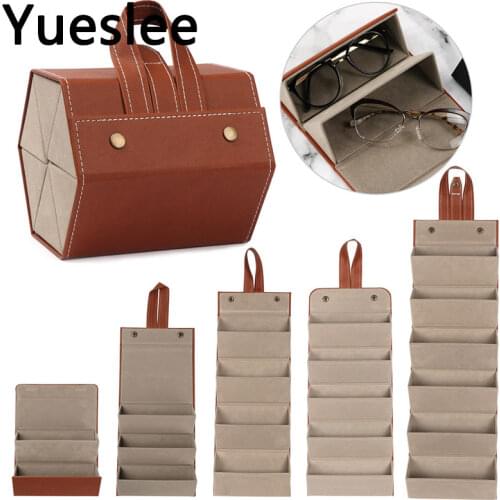 46730 Brillen Etui Fashion Multi-Slot Eyeglasses Storage Display Travel Folding Sunglasses Pu Leather Case for Glasses Estuche