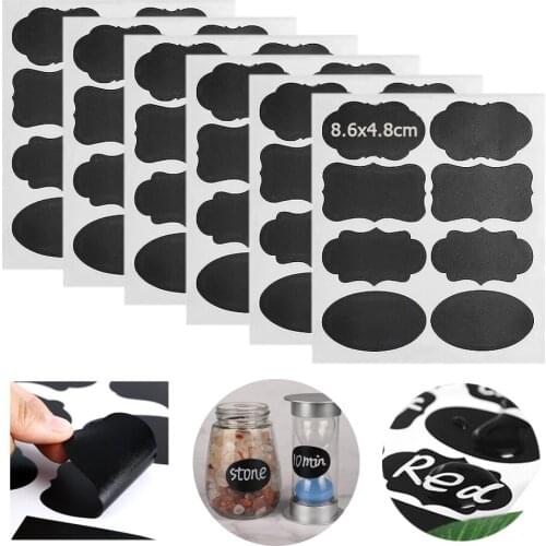 48pcs/set Spice Stickers Kitchen Blackboard Storage Bottles Jar Jam Spices Labels Stickers Waterproof Chalkboard Label Sticker
