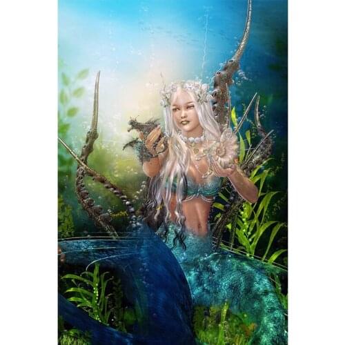 5D DIY Square/Round Diamond Mermaid Cross Stitch Diamond Embroidery Needlework home Decoration J0119