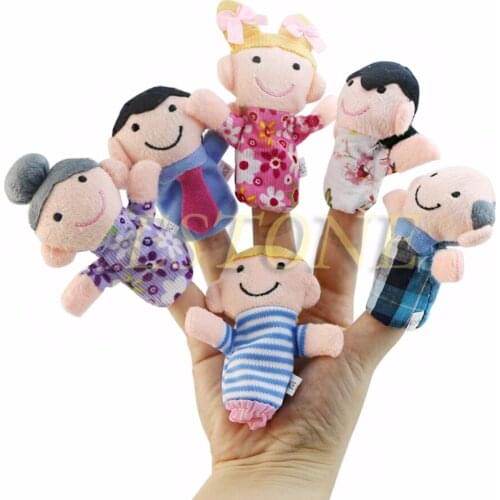 6PCS/1Set Kids Baby Family Finger Puppets Plush Cloth Doll Play Game Learn Story Toys-m15