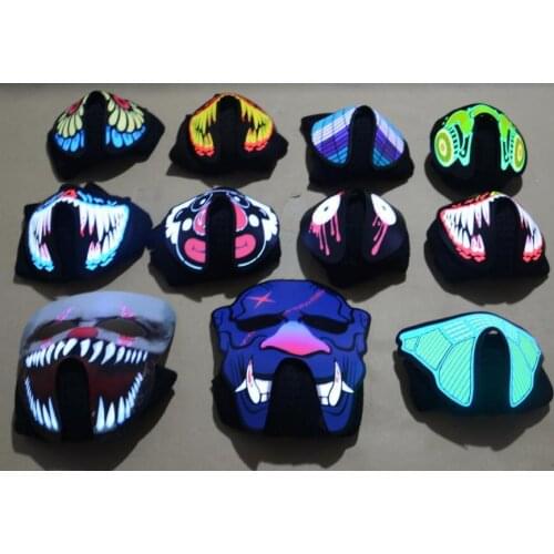 DHL Free Halloween LED Masks Clothing Big Terror Mask Cold Light Helmet Fire Festival Party Glowing Dance Steady On Driver