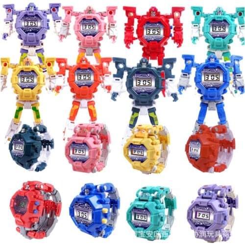 Deformation Robot Watch Children Electronic Wristwatch Robots Transformation Creative Cartoon Figures Toys Kids Gift