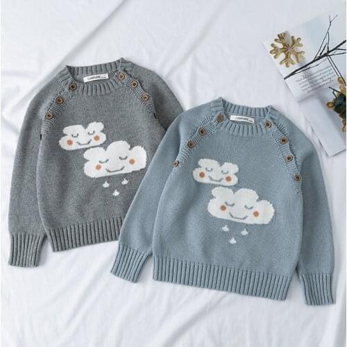 Kids Boys Sweaters Girls Autumn Winter Cartoon Clouds Raindrop Sweaters Children Knitted Pullover Kids Outerwear Pure Cotton