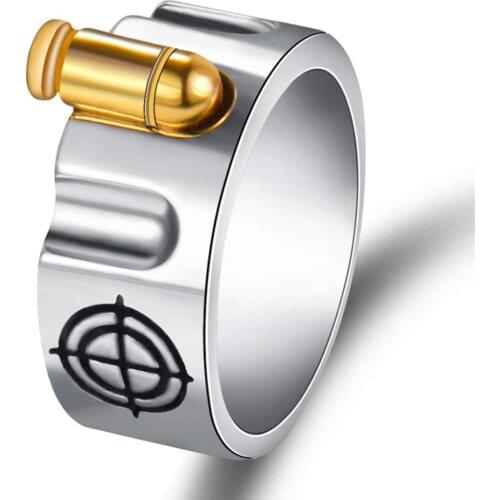 Silver Plated Two Color Bullet Rings Banquet Couple Wedding Retro Rings Give Girlfriend Birthday Gift Fashion Charm Jewelry