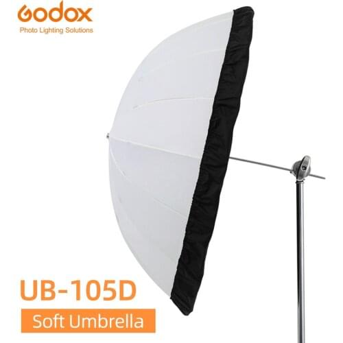 Godox UB-105D 105cm White Parabolic Reflective Transparent Soft Umbrella Studio Light Umbrella with Black Silver Diffuser Cover