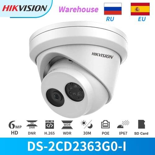 Hikvison IP Camera 6MP IR PoE Dome DS-2CD2363G0-I CCTV Security Camera Outdoor IP67 With SD Card Slot Motion Detection cam