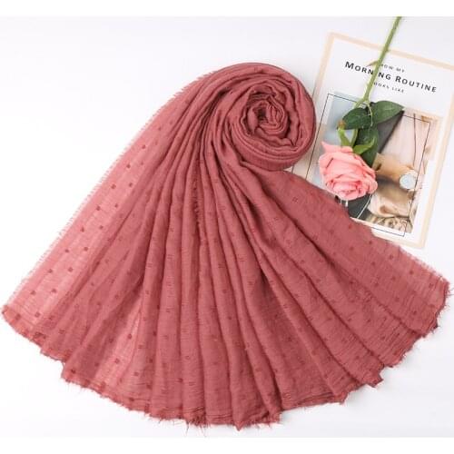Cotton Hijab Scarf Plain Tassels Shawls Pom Dot Muslim Solid Color Printe Pashmina Scarves Headscarf Wraps 180*90cm 1PC Retail