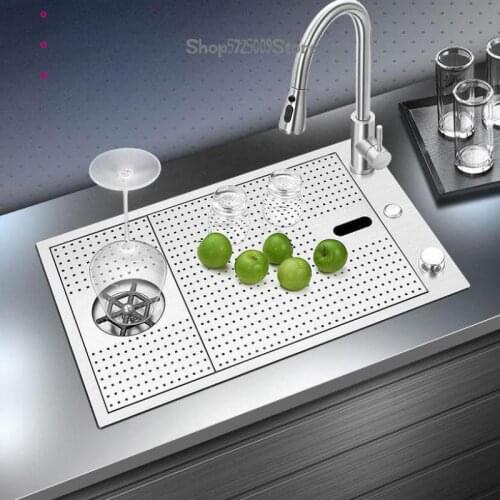 Kitchen Multifunctional Bar Counter Sink With High Pressure Cup Washer Sink Single Sink Drain Cup Washer Vegetable Sink