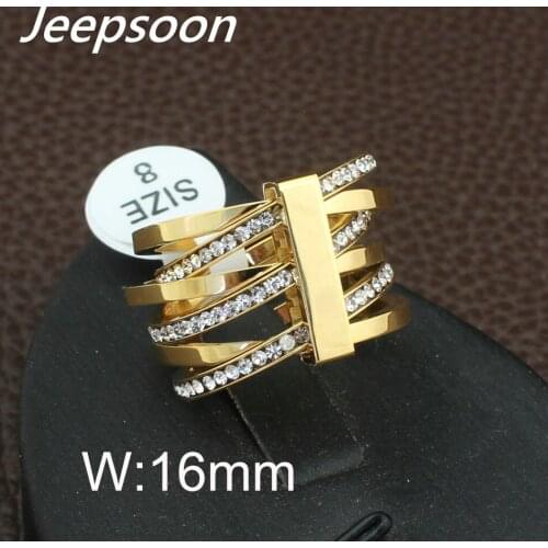 HOT Selling Wholesale Newest Fashion Geometric Jewelry stainless steel rings with Crystal for Woman RBJFAECJ