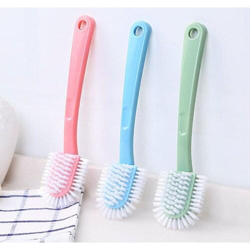 Multifaceted Shoe Cleaning Brush Plastic With Long Handle 3 Colors Household Cleaning Tools