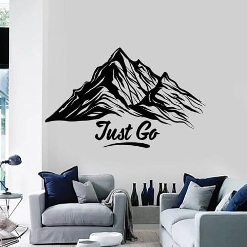 Just Go Words Wall Decal Snowy Mountain Natural Motivation Vinyl Window Stickers Art Mural Living Room Bedroom Home Decor M606