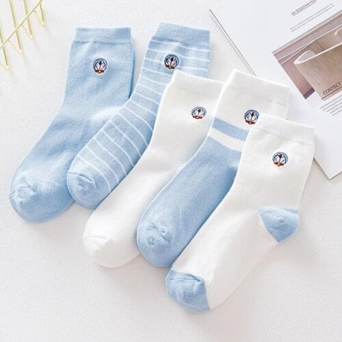Japanese Sock Woman Doraemon Crew Adult Women Socks Thin Sox High Quality Sweet Cotton Spring Summer Unisex Trendy Calcetines
