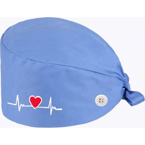 New Heart Embroidery Nurse Hat For Women Cartoon Gorro Enfermera Beauty Salon Pharmacy Bonnet Caps Lab Pet Doctor Surgicals Cap