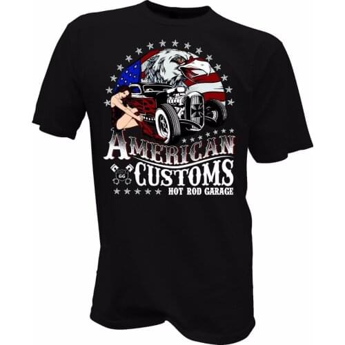 2019 New Fashion Funny Cotton Short Sleeve Mechaniker Classic US Car V8 Retro USA Custom fisher t shirts Cool Summer T-shirt