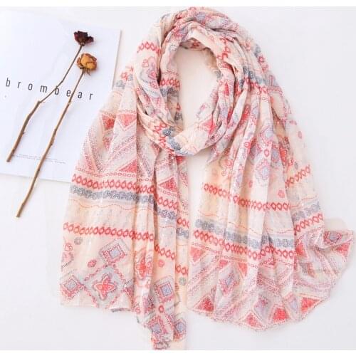 2020 New Beautiful Geometry Print Sequin Scarves And Shawls Viscose Long Soft Geometric Scarf Wrap Hijab Free Shipping
