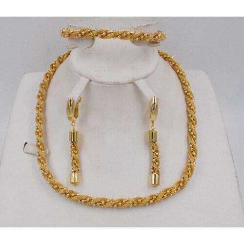 NEW DESIGN High Quality Ltaly 750 Gold color Jewelry Set For Women african beads jewelry fashion necklace set earring jewelry
